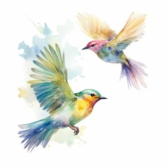Obraz premium birds in flight watercolor, dynamic birds in flight watercolor