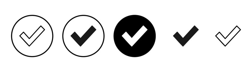 Check icon vector isolated on white background. check mark icon. check list button icon. Tick