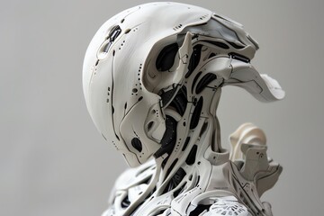 Fototapeta premium Bring the concept of rear view futuristic robotics to life through a detailed clay sculpture Capture the essence of innovation and technology in a tangible form, highlighting intricate patterns and fu