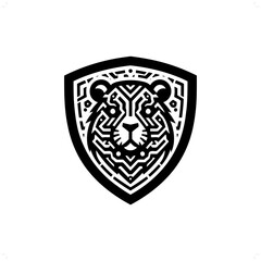 Beaver silhouette in animal cyberpunk, modern futuristic illustration