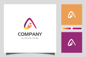 Initial A letter people logo icon design with abstract A shape graphic element for health body fit logo symbol