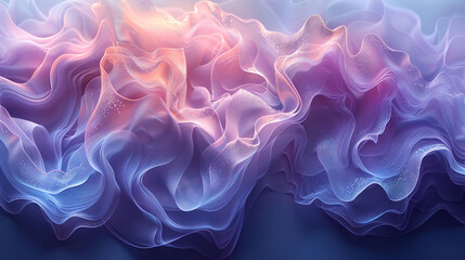 Surreal Cloudscape in Purple and Blue: Ethereal Fabric Waves