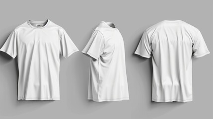 White t-shirt mockup, front and back, Generative Ai. sports. Illustrations