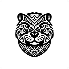 Beaver silhouette in animal ethnic, polynesia tribal illustration