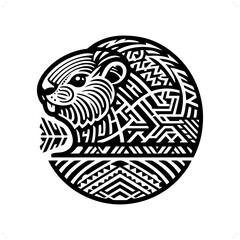 Beaver silhouette in animal ethnic, polynesia tribal illustration