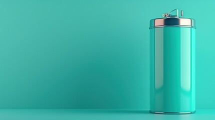 battery isolated on soft blue background.