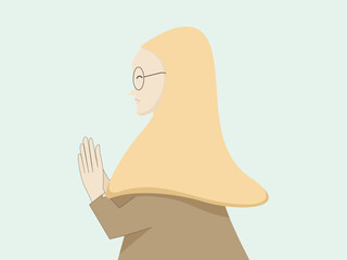 Vector illustration muslim woman in Eid Al-Fitr, Eid al-Adha