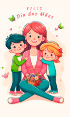 Dia das Mães Cartão floral - Feliz Dia das Mães