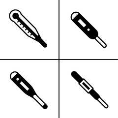 Vector black and white illustration of termometer icon for business. Stock vector design.