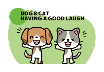 illustration of dog and cat characters smiling