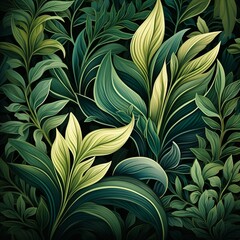 Decorative verdant prints, leafy and luxuriant, repeating vector pattern for botanical textile printing ,  pattern
