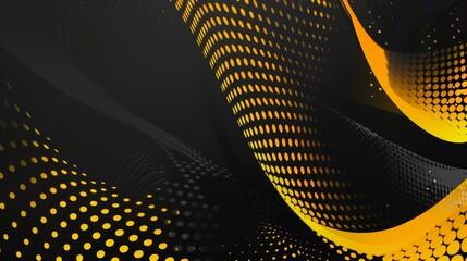 abstract yellow halftone banner on black background. sports. Illustrations