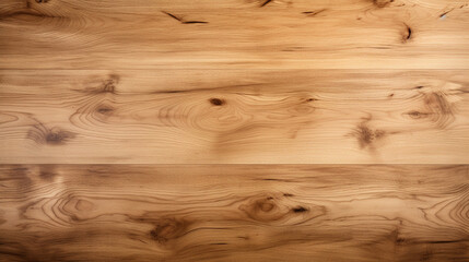 imagine An aerial shot of an empty wooden tabletop in a natural beech tone.