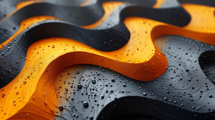 Obraz premium Dynamic Textured Waves in Black and Orange: A Close-Up of Artistic Design