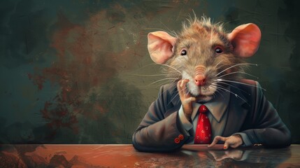 rat banker bad politician caricature, greed anger business concept. cartoons. Illustrations - obrazy, fototapety, plakaty