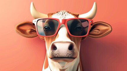 cartoon character cow head wearing tinted glasses. cartoons. Illustrations