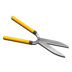 Gardening shears with wooden handle for lawns or garden isolated on white background.
