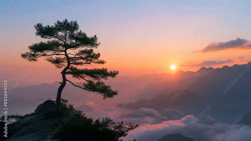 Wall mural sunset in the mountains - Wall murals