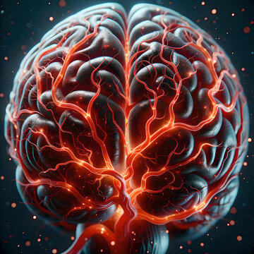 abstract brain with blood veins