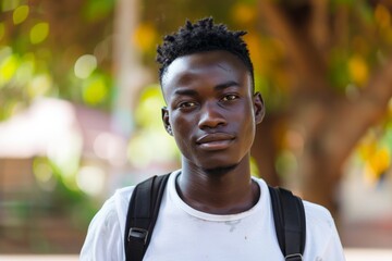 Portrait of an African male student with a backpack