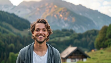 Naklejka premium Portrait of a young happy man