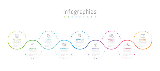 Infographic 9 options design elements for your business data. Vector Illustration.