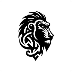 Fototapeta premium baboon, mandrill silhouette in animal celtic knot, irish, nordic illustration