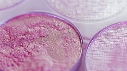 Pressing powder for makeup compacts, close-up, detailed mold and shimmering texture 