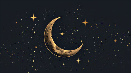 Naklejka premium abstract fantasy background. Half moon, stars and clouds on the dark night sky background. 