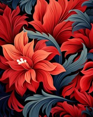 Bold and bright vermillion prints, rich crimson colors, seamless pattern for energetic and impactful printing projects ,  vector and illustrations