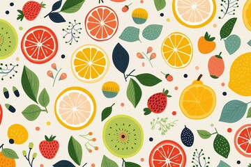 Decorative fruit elements, repeating pattern, simple flat vector for elegant paper printing , seamless pattern
