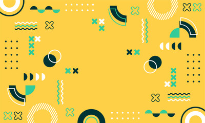 Obraz premium Modern abstract background with memphis elements in yellow and retro themed posters banners and website landing pages.