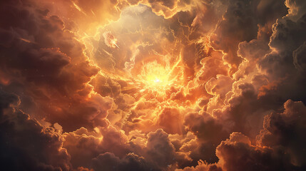 Dramatic Sunrise Amidst Stormy Cloudscape