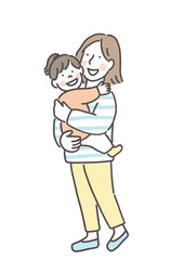 娘を抱っこするお母さん
