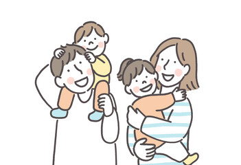 幸せそうな四人家族