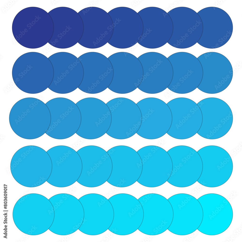 Aufkleber blue gradient circles. various shades of blue. vector color palette. seamless background pattern.
