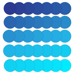 Blue gradient circles. Various shades of blue. Vector color palette. Seamless background pattern.