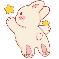 Cute rabbit illustration sticker for deco