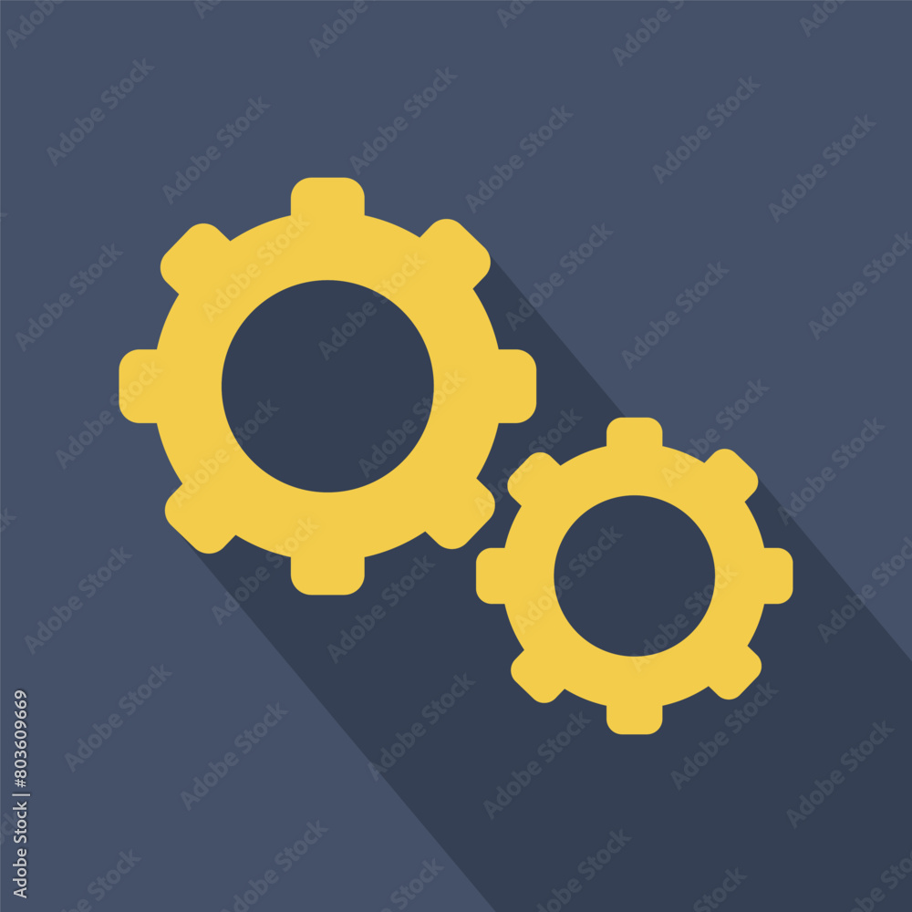 Poster flat gears vector icon. machinery symbol with shadow. industrial cogs design.