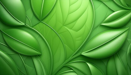 A realistic background showing A clean, green background with leaf patterns