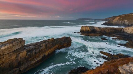 Obraz premium sunset over the ocean Wild Coastline Dramatic Beauty of the Sea