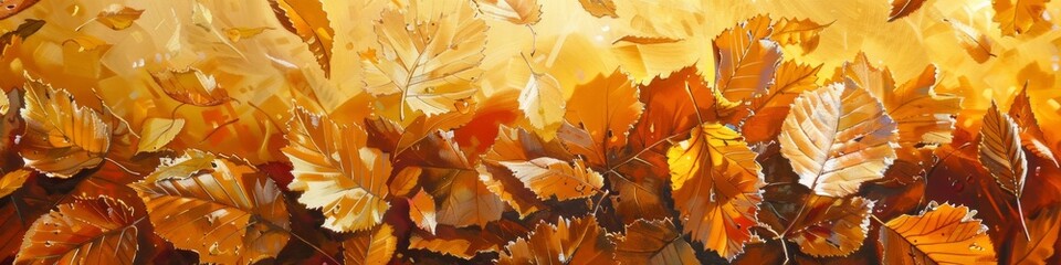 golden autumn leaves, seasonal and vibrant banner, wallpaper