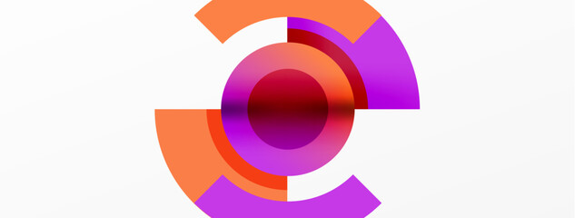 A vibrant logo featuring a purple and orange circle with a magenta center on a white background. The design exudes colorfulness and symmetry, with hints of electric blue creating a striking pattern