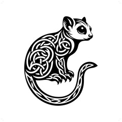 Tarsier silhouette in animal celtic knot, irish, nordic illustration