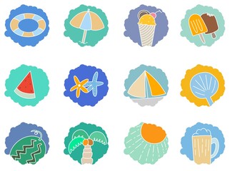 set of icons for summer travel