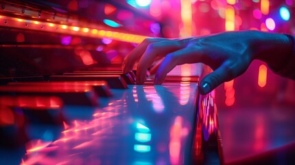 Neon Glow: Intimate Piano Detail