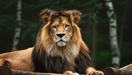 A close-up image of a Lion in the forest