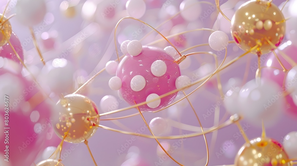 Poster mesmerizing molecular structures in a dreamlike digital landscape captivating viewers with vibrant c