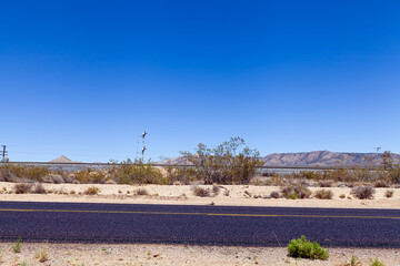 Route in the desert - side view