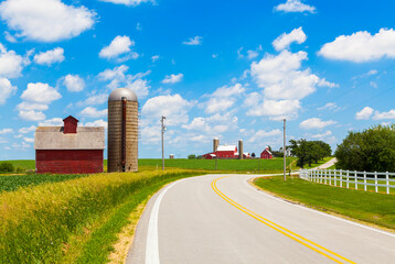 American Country Road with Red Farm